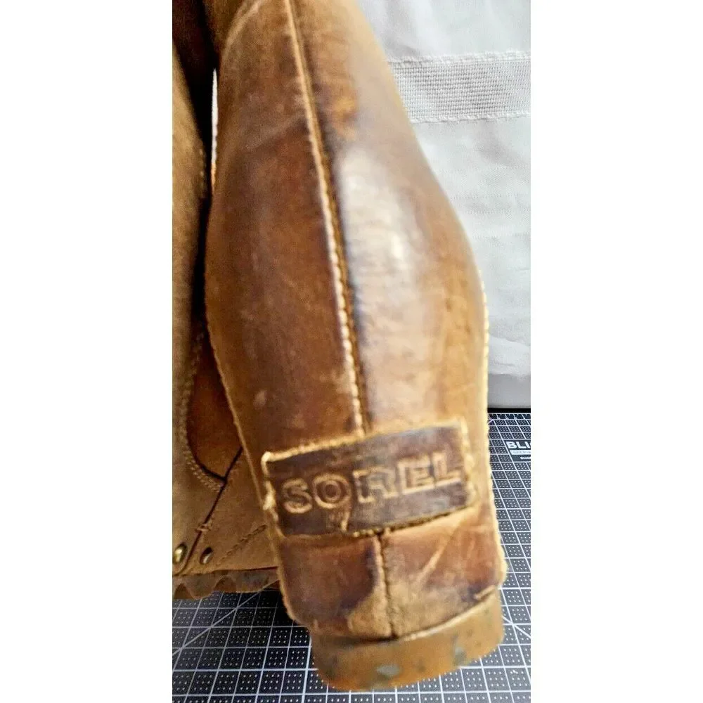 SOREL Lea wedge‎ Joan of Arctic boots woman 8.5 Tal leather slip on